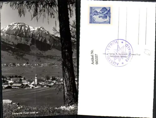 665337,Foto Ak Ehrwald Ansicht m. Kirche Baum i. Vordergrund