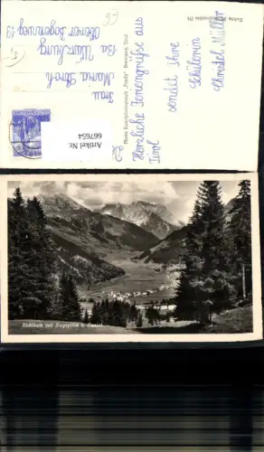 667654,Foto Ak Bichlbach mit Zugspitze u. Daniel