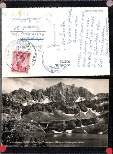 668705,Foto Ak Tannheim Landsberger Hütte m. Traualpsee u. Lachenspitze