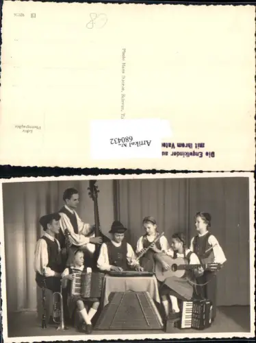 680432 Foto-AK Reutte Engelkinder Fam. Engel Gitarre Ziehharmonika Musik Klarinette Zither