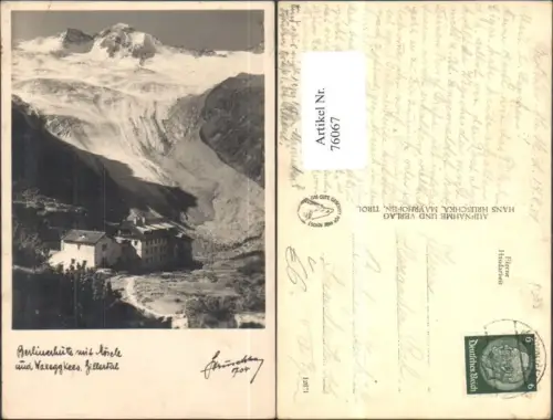 76067,Berlinerhütte Zillertal Ansicht 1941 pub Hruschka Mayrhofen 704