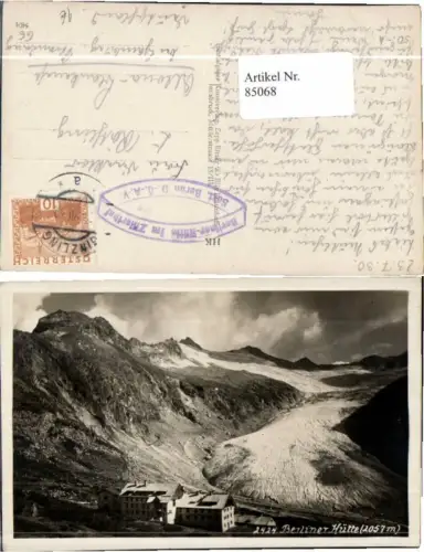 85068,Berlinerhütte Mayrhofen Ginzling 1930
