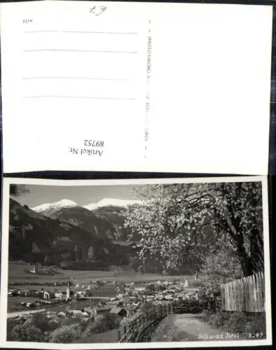 89752,Foto Ak Schwaz Ansicht m. Baumblüte Holzzaun i. Vordergrund