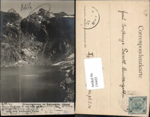 116423,Schwarzensee bei Berlinerhütte Zillertal Mayrhofen 1906
