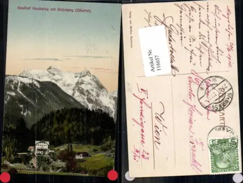 116657,Gasthaus Hochsteg Grünberg bei Mayrhofen Zillertal 1905