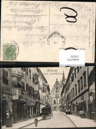 129252,Schwaz Franz Josef Strasse Oldtimer Geschäfte Strassenpartie 1907