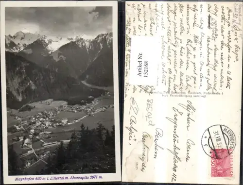 152168,Mayrhofen i. Zillertal m. Ahornspitze Totale 1933