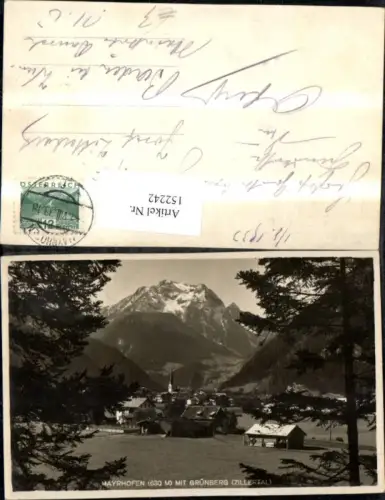 152242,Mayrhofen m. Grünberg Ansicht 1933