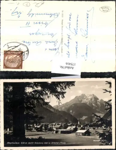 175416,Mayrhofen Teilansicht m. Grünberg Zillertal