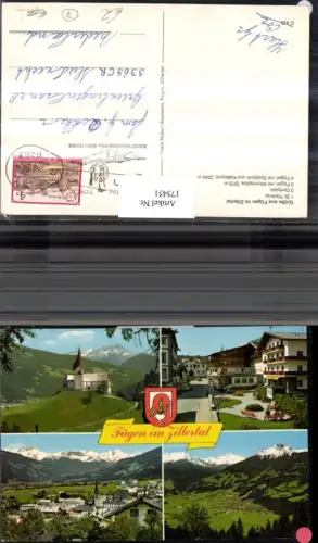 175451,Fügen im Zillertal Totale Kirche Ortsansicht Mehrbildkarte