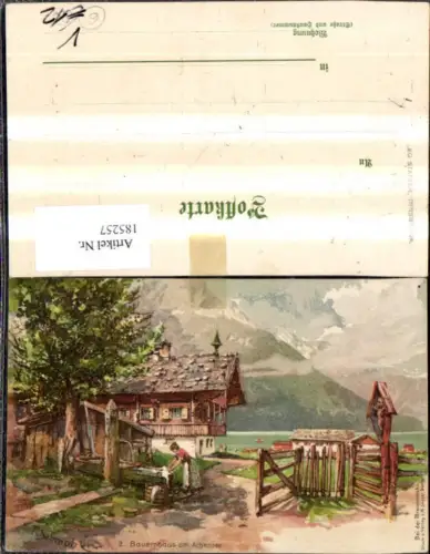 185257,Künstler Ak P. Schoh Bauernhaus a. Achensee