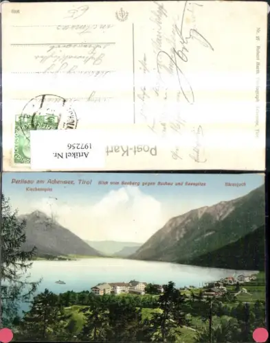 197256,Pertisau a. Achensee Blick v. Seeberg geg. Buchau u. Seespitze Bärenjoch