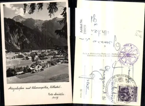 210151,Mayrhofen m. Ahornspitze Zillertal pub Joh. Maidler