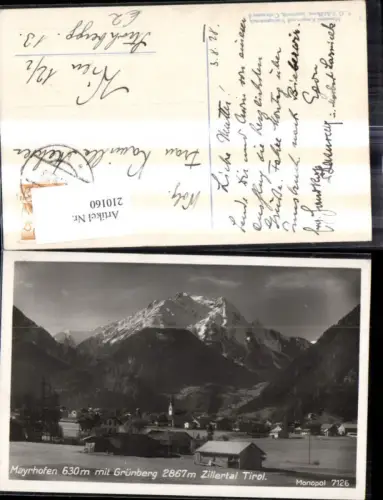 210160,Mayrhofen m. Grünberg Zillertal