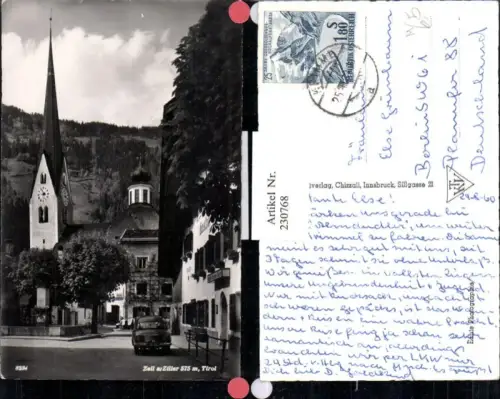 230768,Zell am Ziller Straßenansicht Kirche Gasthof Automobil T 28 252