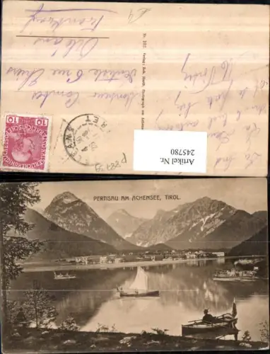 245780,Pertisau am Achensee Totale Bergkulisse Ruderboot Segelboot Dampfer