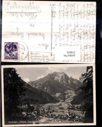 274076,Mayrhofen im Zillertal Totale m. Grünberg Bergkulisse