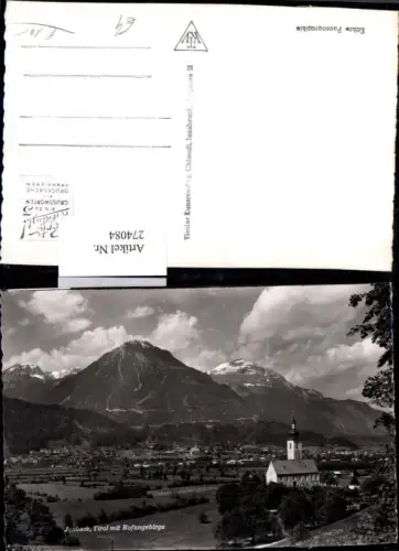 274084,Jenbach Totale Kirche m. Rofangebirge Bergkulisse
