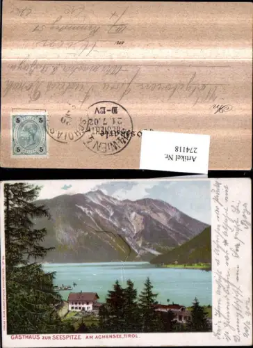 274118,Litho AK Gasthaus zur Seespitze am Achensee Bergkulisse