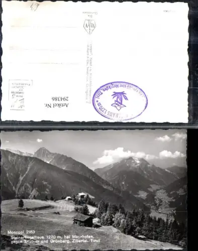294386,Steinerkogelhaus Berghütte b. Mayrhofen geg. Tristner u. Grünberg Bergkulisse