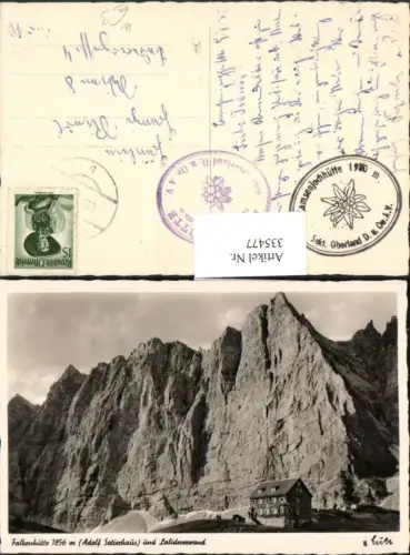 335477,Falkenhütte Berghütte b. Hinterriß m. Lalidererwand Bergkulisse