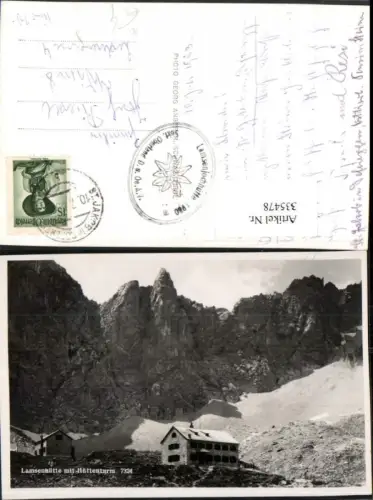 335478,Lamsenhütte Berghüte b. Vomp m. Hüttenturm Bergkulisse