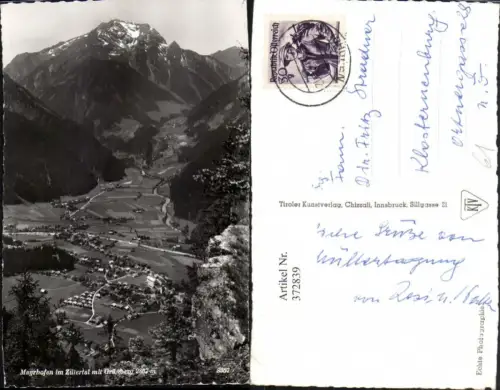 372839,Mayrhofen im Zillertal Totale m. Grünberg Bergkulisse