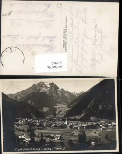 372942,Mayrhofen im Zillertal Totale m. Grünberg Bergkulisse