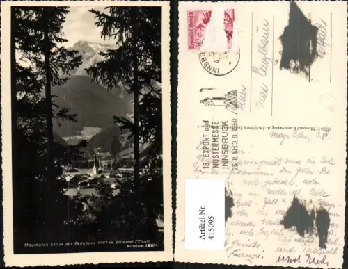 415095,Mayrhofen Teilansicht m. Grünberg Bergkulisse