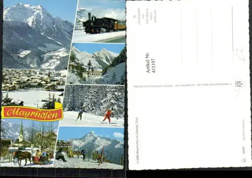 415107,Mayrhofen Totale Pferdeschlitten Lok Langläufer Winterbilder Mehrbildkarte