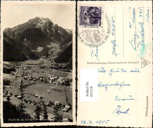 415118,Mayrhofen Totale m. Grünberg Bergkulisse