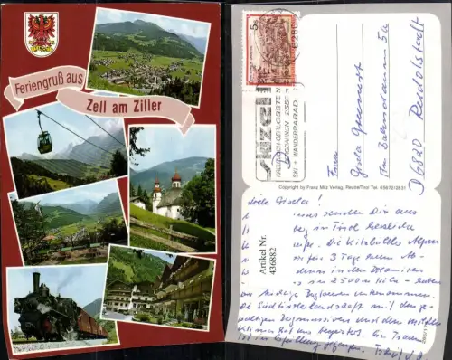 436882,Zell am Ziller Totale Seilbahn Kirche Lok Mehrbildkarte