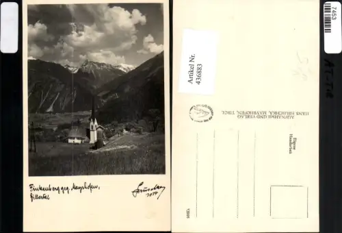 436883,Finkenberg Kirche geg. Mayrhofen Bergkulisse pub Hans Hruschka 1014