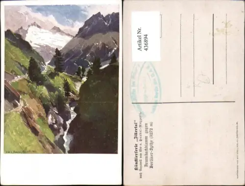 436894,Künstler AK Edo v. Handel-Mazzetti Zemmbachklamm b. Mayrhofen m. Berliner-Spitze