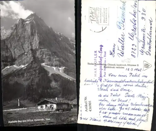 436901,Rasthütte Eng-Alm b. Vomp Bergkulisse