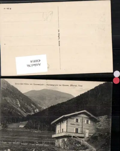 436914,Gmünder-Hütte m. Sonnenjoch im Merzengrund b. Stumm