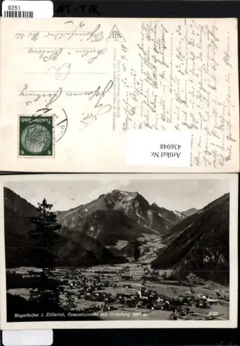 436948,Mayrhofen im Zillertal Totale m. Grünberg Bergkulisse