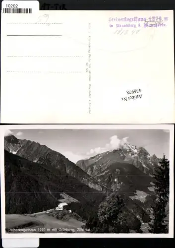 436978,Steinerkogelhaus Berghütte b. Mayrhofen m. Grünberg Bergkulisse