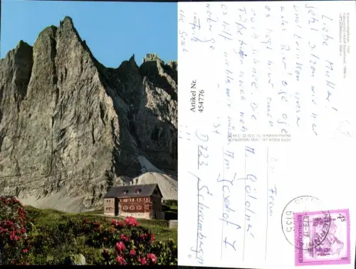 454776,Falkenhütte Berghütte b. Hinterriß m. Lalidererspitze Bergkulisse