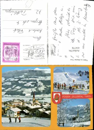 454778,Fügen im Zillertal Totale Skilift Skifahrer Mehrbildkarte
