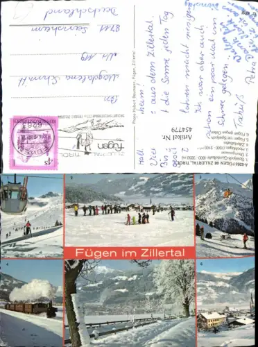 454779,Fügen Seilbahn Sessellift Skifahrer Zillertalbahn Mehrbildkarte