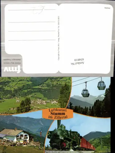 454810,Stumm im Zillertal Totale Seilbahn Eisenbahn Mehrbildkarte