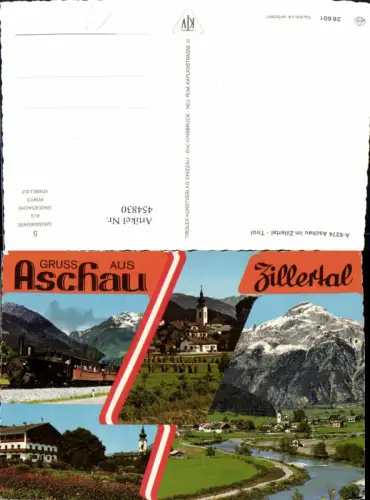 454830,Aschau im Zillertal Totale Eisenbahn Mehrbildkarte