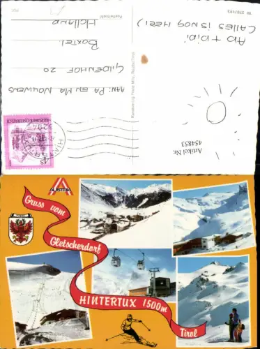454853,Hintertux Totale Seilbahn Skifahrer Winterbilder Mehrbildkarte