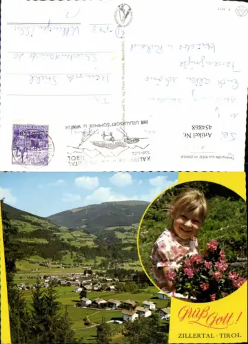 454868,Ried im Zillertal Totale Kind Blumen Mehrbildkarte