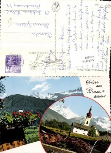 454869,Ried im Zillertal Kirche Bergkulisse Mehrbildkarte