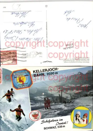 471944,Schwaz Kellerjochbahn Skilift Skifahrer Mehrbildkarte pub Alpine Luftbild 1617
