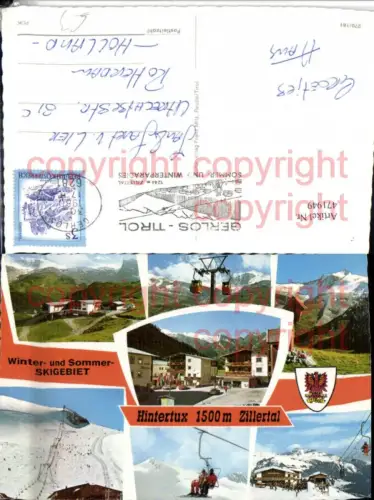 471949,Hintertux b. Tux Seilbahn Sessellift Skilift Mehrbildkarte
