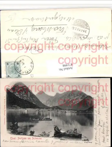 471998,Pertisau am Achensee Totale Ruderboot Dampfer Bergkulisse