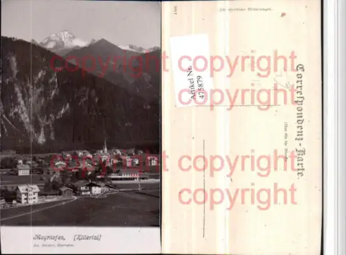 475879,Foto AK Mayrhofen im Zillertal Totale Bergkulisse pub Joh. Maidler